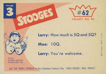 1959 Fleer The Three Stooges #62 Congratulations, Curly, you've just been elected treasurer. Back