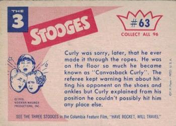 1959 Fleer The Three Stooges #63 Curly, the first thing a fighter must learn is how to get into the ring. Back