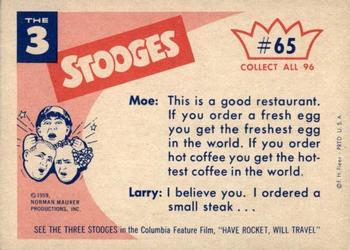 1959 Fleer The Three Stooges #65 Dinner music. Back