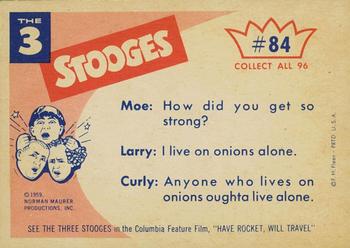 1959 Fleer The Three Stooges #84 Strong backs - weak minds. Back