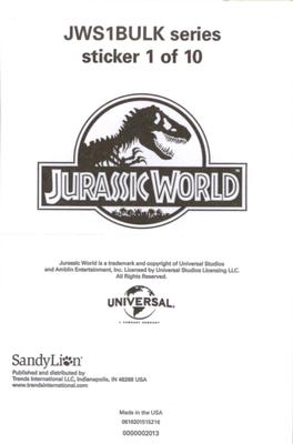 2015 Sandylion Jurassic World Stickers #1 Pteranodon Back