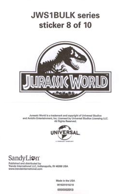 2015 Sandylion Jurassic World Stickers #8 Ankylosaurus Back
