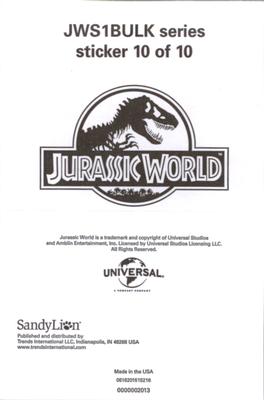 2015 Sandylion Jurassic World Stickers #10 Tyrannosaurus Rex Back