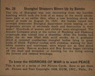 1938 Gum Inc. Horrors of War (R69) #28 Shanghai Shoppers Blown Up by Bombs Back