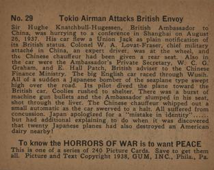 1938 Gum Inc. Horrors of War (R69) #29 Tokyo Airman Attacks British Envoy Back