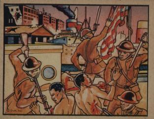 1938 Gum Inc. Horrors of War (R69) #37 Japanese Seize Vessel And Destroy U.S. Flag Front