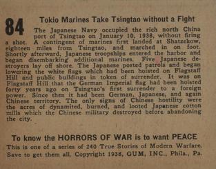 1938 Gum Inc. Horrors of War (R69) #84 Tokyo Marines Take Tsingtao without a Fight Back