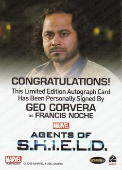 2015 Rittenhouse Marvel: Agents of S.H.I.E.L.D. Season 2 - Autographs Full-Bleed #NNO Geo Corvera Back