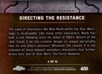 2016 Topps Chrome Star Wars The Force Awakens - Behind the Scenes #4 Directing the Resistance Back
