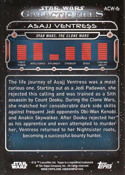2017 Topps Star Wars: Galactic Files Reborn #ACW-6 Asajj Ventress Back