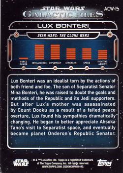 2017 Topps Star Wars: Galactic Files Reborn #ACW-15 Lux Bonteri Back
