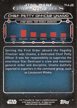 2017 Topps Star Wars: Galactic Files Reborn #TFA-28 Chief Petty Officer Unamo Back