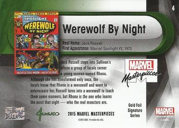 2016 Upper Deck Marvel Masterpieces - Gold Foil Signature Series #4 Werewolf By Night Back