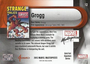 2016 Upper Deck Marvel Masterpieces - Gold Foil Signature Series #12 Grogg Back