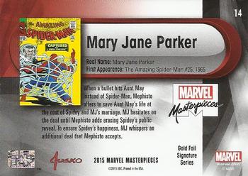 2016 Upper Deck Marvel Masterpieces - Gold Foil Signature Series #14 Mary Jane Parker Back