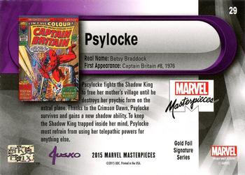 2016 Upper Deck Marvel Masterpieces - Gold Foil Signature Series #29 Psylocke Back