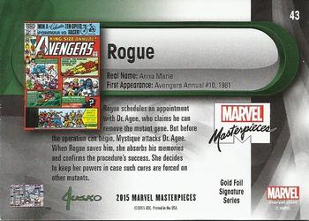 2016 Upper Deck Marvel Masterpieces - Gold Foil Signature Series #43 Rogue Back