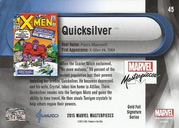 2016 Upper Deck Marvel Masterpieces - Gold Foil Signature Series #45 Quicksilver Back