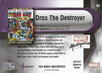 2016 Upper Deck Marvel Masterpieces - Gold Foil Signature Series #54 Drax The Destroyer Back