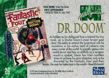 2016 Upper Deck Marvel Masterpieces - 1992 Marvel Masterpieces Autograph Buybacks #26 Doctor Doom Back