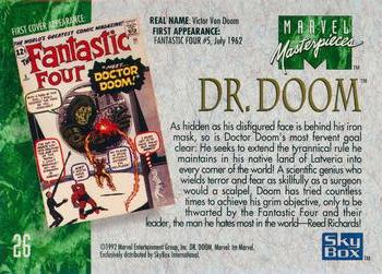 2016 Upper Deck Marvel Masterpieces - Joe Jusko Commemorative Buybacks #26 Doctor Doom Back