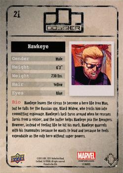 2015 Upper Deck Marvel Dossier #21 Hawkeye Back