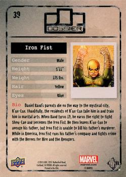 2015 Upper Deck Marvel Dossier #39 Iron Fist Back