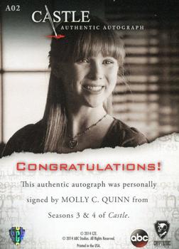 2014 Cryptozoic Castle Seasons 3 & 4 - Autograph #A02 Molly C. Quinn Back