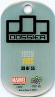 2015 Upper Deck Marvel Dossier - Dog Tags #39 Iron Fist Back