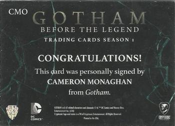 2016 Cryptozoic Gotham Season 1 - Autograph #CMO Cameron Monaghan Back
