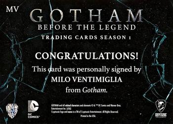 2016 Cryptozoic Gotham Season 1 - Autograph #MV Milo Ventimiglia Back