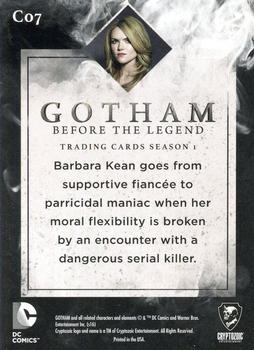 2016 Cryptozoic Gotham Season 1 - Character Bios Silver #C07 Barbara Kean Back