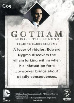2016 Cryptozoic Gotham Season 1 - Character Bios Silver #C09 Edward Nygma Back