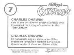 1992 Panini/Kellogg's Cruncheroos Dinosaur Stickers #7 Charles Darwin Back