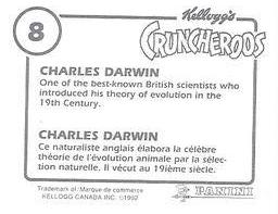 1992 Panini/Kellogg's Cruncheroos Dinosaur Stickers #8 Charles Darwin Back