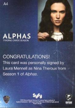 2013 Cryptozoic Alphas Season 1 - Autographs #A4 Laura Mennell Back