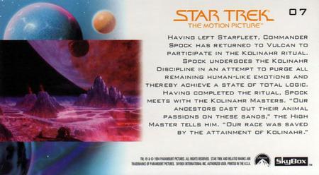 1994 SkyBox Star Trek I The Motion Picture Cinema Collection #07 Kolinahr Back