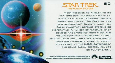 1994 SkyBox Star Trek I The Motion Picture Cinema Collection #50 Armageddon Back