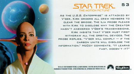 1994 SkyBox Star Trek I The Motion Picture Cinema Collection #53 Deadly Gamble Back