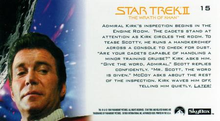 1994 SkyBox Star Trek II The Wrath of Khan Cinema Collection #15 Inspection Back