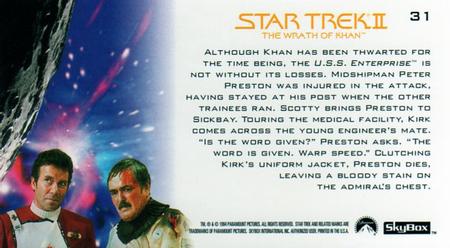 1994 SkyBox Star Trek II The Wrath of Khan Cinema Collection #31 Body Count Back