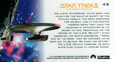 1994 SkyBox Star Trek II The Wrath of Khan Cinema Collection #45 Obsessive Pursuit Back