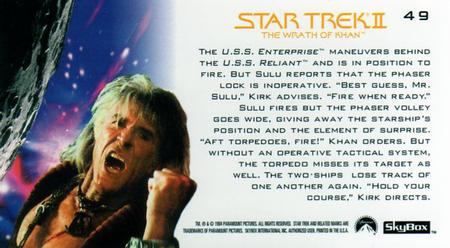 1994 SkyBox Star Trek II The Wrath of Khan Cinema Collection #49 Near Miss Back
