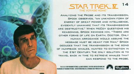 1994 SkyBox Star Trek IV The Voyage Home Cinema Collection #14 Human Arrogance Back