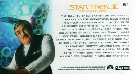 1994 SkyBox Star Trek IV The Voyage Home Cinema Collection #51 Next Stop: Alaska Back