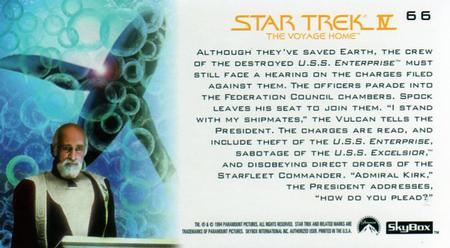 1994 SkyBox Star Trek IV The Voyage Home Cinema Collection #66 Judgement Day Back
