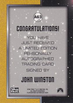 1999 SkyBox Star Trek The Original Series 3 - Autographs #A63 John Winston Back