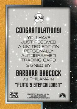 1999 SkyBox Star Trek The Original Series 3 - Autographs #A74 Barbara Babcock Back