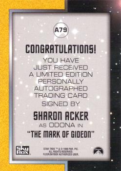 1999 SkyBox Star Trek The Original Series 3 - Autographs #A79 Sharon Acker Back