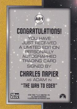 1999 SkyBox Star Trek The Original Series 3 - Autographs #A81 Charles Napier Back